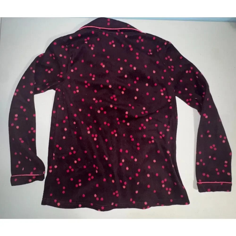 Gilligan &‎ O’Malley Womens S Fleece Pajama Set Holiday Polka Dot Cozy Warm Soft